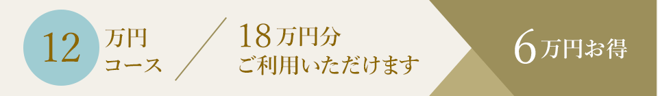 12万円コース／18万円分ご利用いただけます。6万円お得