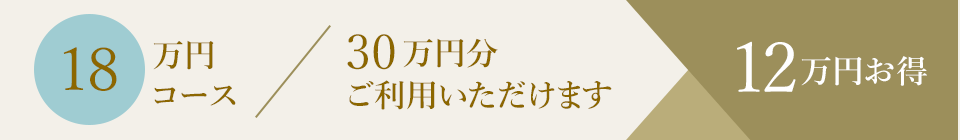 18万円コース／30万円分ご利用いただけます。12万円お得