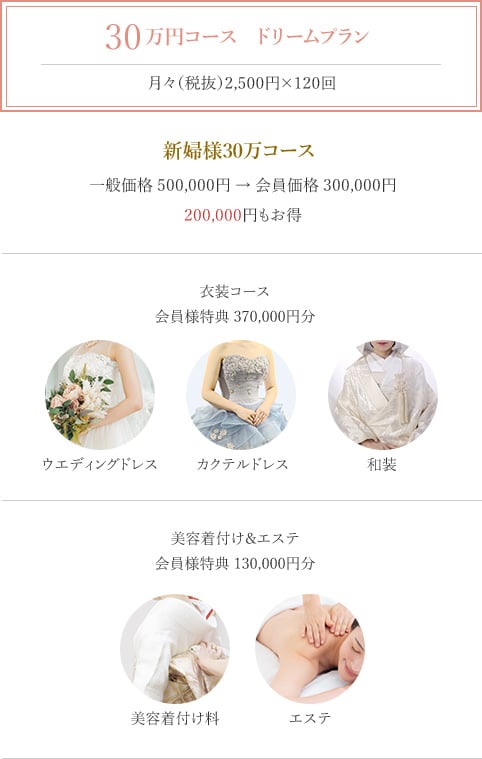 30万円コース 男性婚礼プラン
