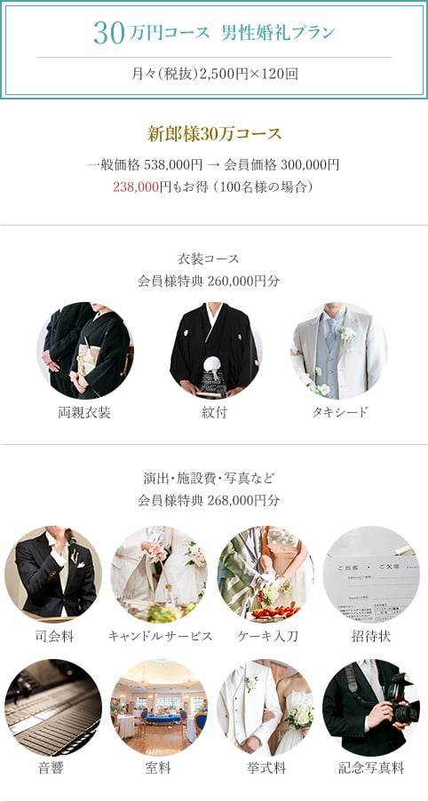 30万円コース 男性婚礼プラン