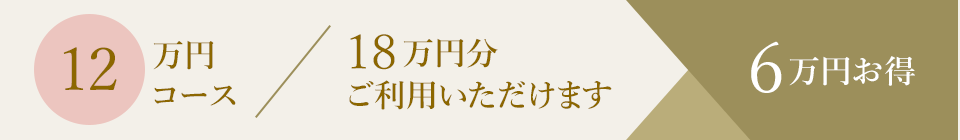 12万円コース／18万円分ご利用いただけます。6万円お得